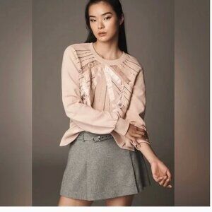 NWOT Anthropologie Blush Pink Sweatshirt with Sequin Detail